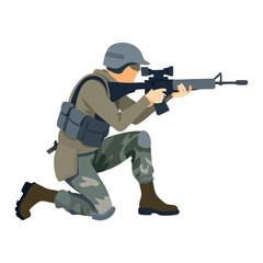 Soldier aiming with a rifle