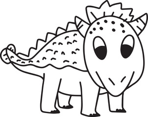 Fototapeta premium Cute Dinosaur Coloring Page Vector – Fun Black and White Cartoon for Kids