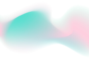 Pink, mint aquamarine color blurry wave form, iridescent smooth gradient neon brush stroke isolated motion water element, transparent background. Dream glow abstract watercolor shape.