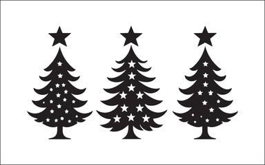 set of christmas trees