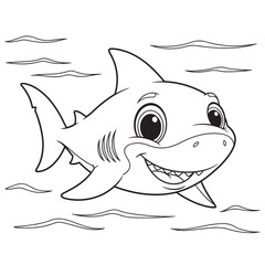 Adorable Baby Shark Coloring Page  Ocean Animal Illustration for Kids