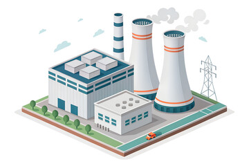 Naklejka premium 3d vector industrial power station with smooth bevels, sleek 3d vector for smart city and dashboards