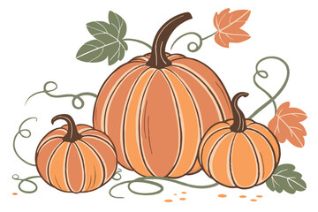 Watercolor Harvest Pumpkins Isolated Clipart
