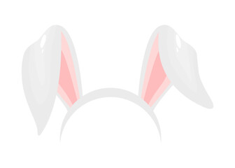 Rabbit ears realistic vector illustrations. Bunny ears kid headband, mask. Hare costume pink cartoon element. Photo editor, booth, video chat app color isolated cliparts