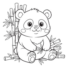 Adorable Panda Bear Coloring Page Cute Cartoon Panda Illustration