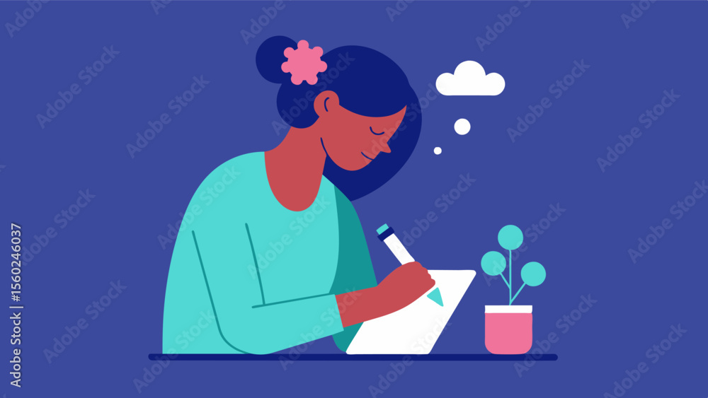 Aufkleber a person writing in a journal as part of a cognitive training program for emotional intelligence and