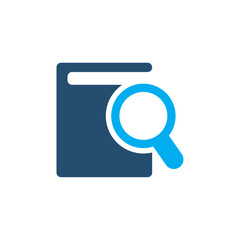 Vector illustration of a document with a manignifying glass, representing file search, document lookup, or data exploration.