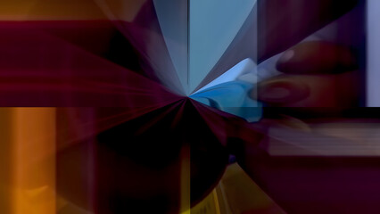 Dark abstract background with fractured, angular light streaks creates a digital glitch effect, ideal for cyber-themed visuals and modern tech designs