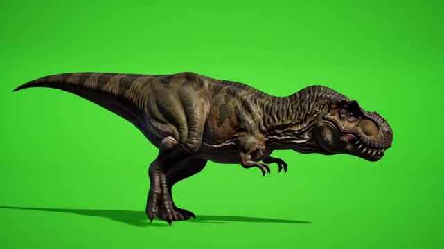 Dinosaur rex isolated green screen