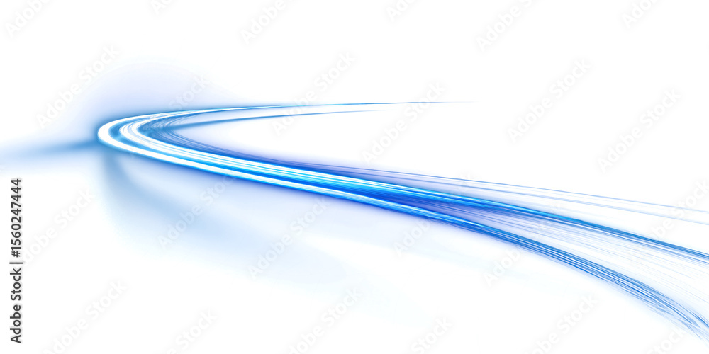 Aufkleber blue line of light on transparent background. neon light. curve or wavy line. design element.