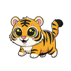 Adorable Cartoon Baby Tiger Illustration