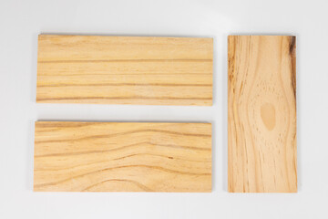 Set of Three Wooden Rectangles with Different Grain Patterns