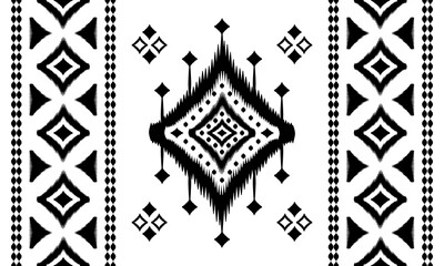 Ikat Southwest Native seamless pattern ethnic tribal Aztec geometric Navajo Native American fabric black and white design vector for textile print