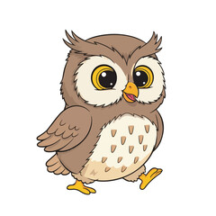 Adorable Cartoon Owl Illustration Cute Baby Owl Walking