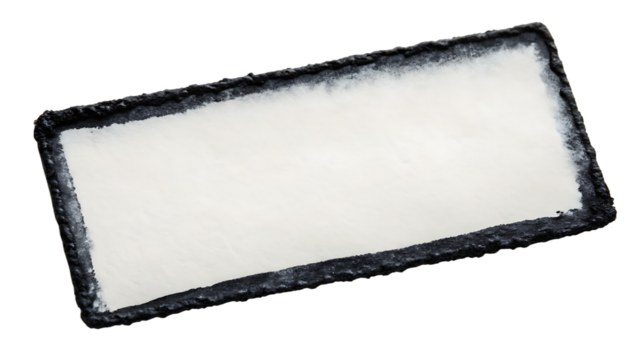 A rectangular white label with a black border is isolated on transparent background - Powered by Adobe