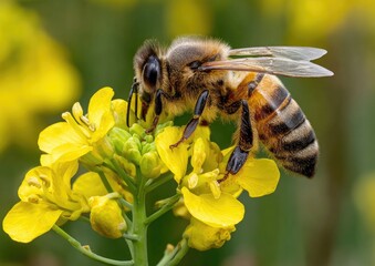 Honeybee on Mustard Flower