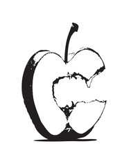 Stylized image of a apple bite side white background
