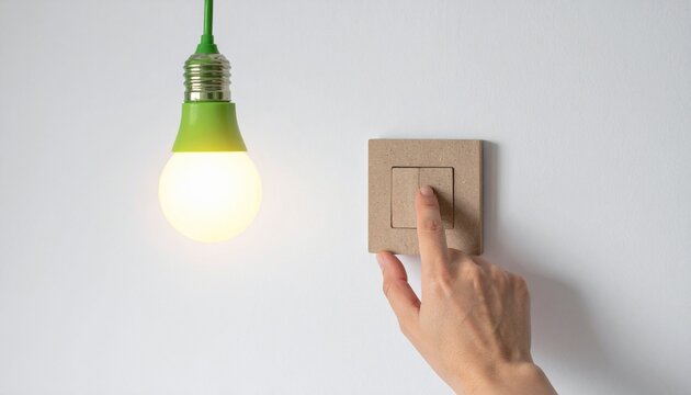 Energy-efficient concept: Light bulb being turned on and off