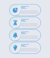 Neumorphism modern infographic design. Four steps vertical infographic template