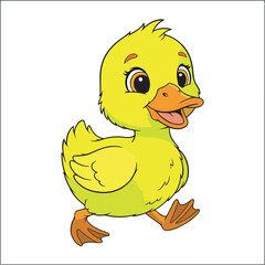 Adorable Yellow Duckling Cartoon Illustration