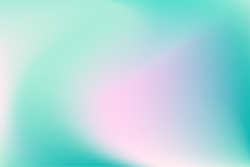 Pink, mint aquamarine color blurry wavy background with copy space. Aesthetic iridescent smooth gradient neon watercolor motion water backdrop. Fluid backdrop for presentation, poster, product display