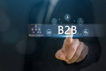 B2B, Business to Business concept, digital transformation and innovation in enterprise growth for corporate strategy in competitive market, organization growth, collaboration and enterprise connection