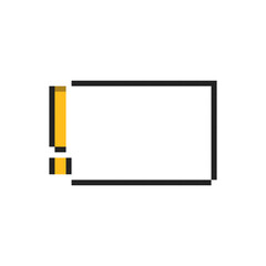 Obraz premium Pixelated yellow exclamation mark inside an outlined box, representing alert or attention in retro 8 bit graphic style.