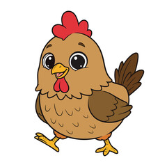 Adorable Cartoon Chicken Illustration Perfect for Children's Books and Designs