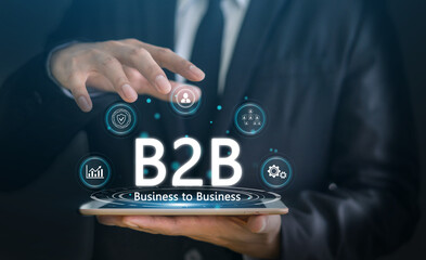 B2B, Business to Business concept, digital transformation and innovation in enterprise growth for corporate strategy in competitive market, organization growth, collaboration and enterprise connection