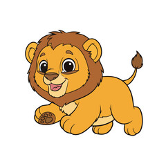 Adorable Cartoon Lion Cub Illustration Perfect for Kids' Projects