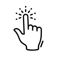 Obraz premium Pointing hand cursor icon, a web symbol for click and touch