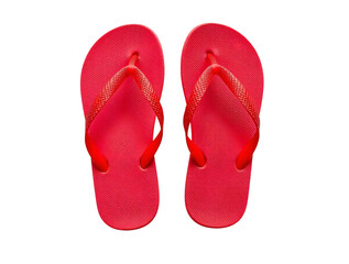A pair of red flip flops isolated on transparent background