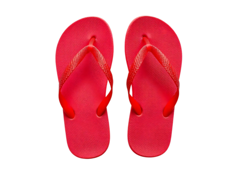 A pair of red flip flops isolated on transparent background - Powered by Adobe