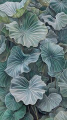 Detailed close-up of lush green leaves