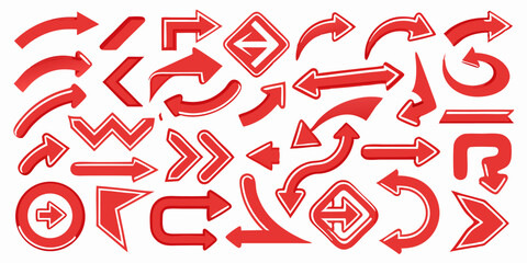 Red Arrow Icons Set: Collection of Vector Arrows for Design