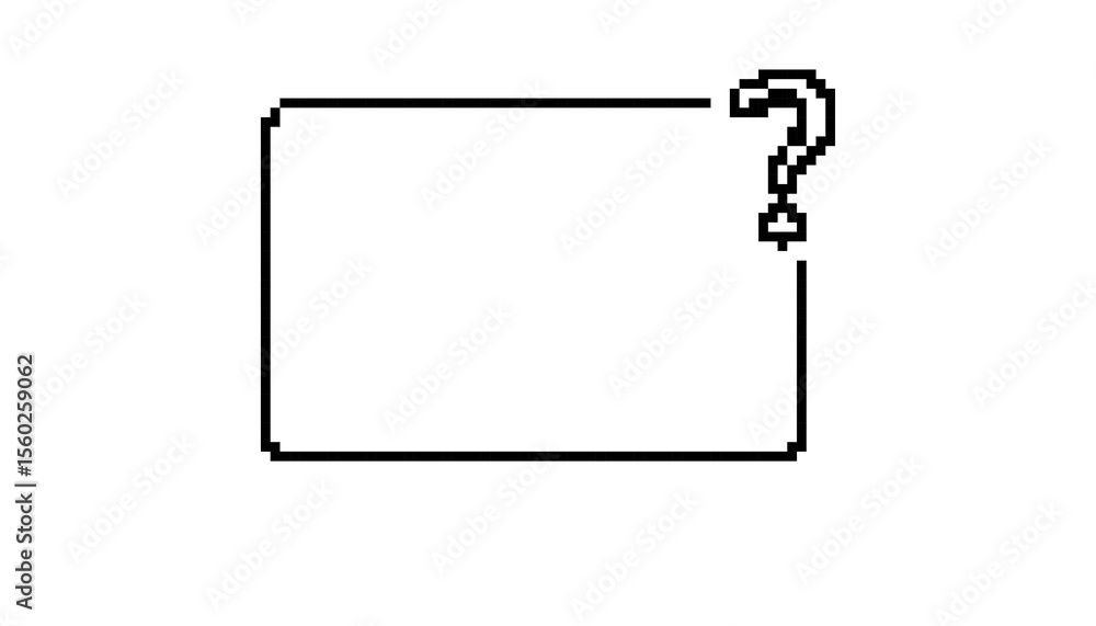 Poster retro 8 bit pixel art question mark icon. ideal for classic game themes, adding curiosity and style.