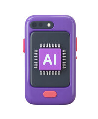AI phone chipset symbol futuristic handheld gadget with neural microchip core high-impact illustration for data science blog headers startup pitch decks digital campaigns