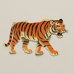 Obraz premium Vintage tiger collage illustration