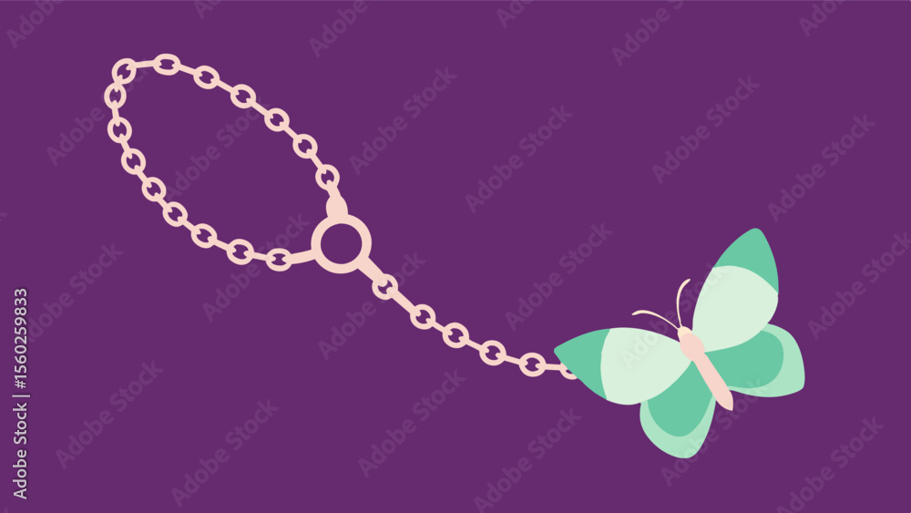 Poster a delicate chain bracelet with a butterfly charm symbolizing the idea of transformation and growth i