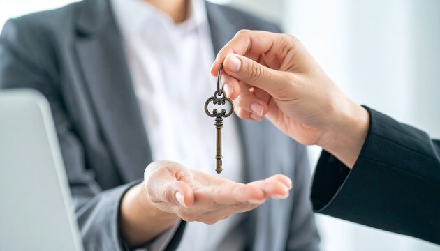 A person handing over a key, representing trust and new beginnings