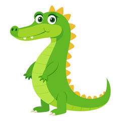 Fototapeta premium Cute cartoon crocodile character. Smiling green reptile alligator in playful style. Isolated vector illustration on white background. 
