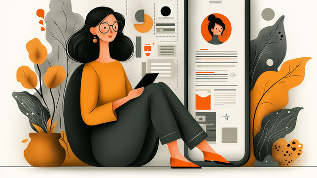 Flat design of automated HR system powered by AI