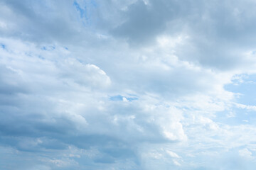 Stunning Sky Panorama Soft White Cumulus Clouds and Blue Sky Background