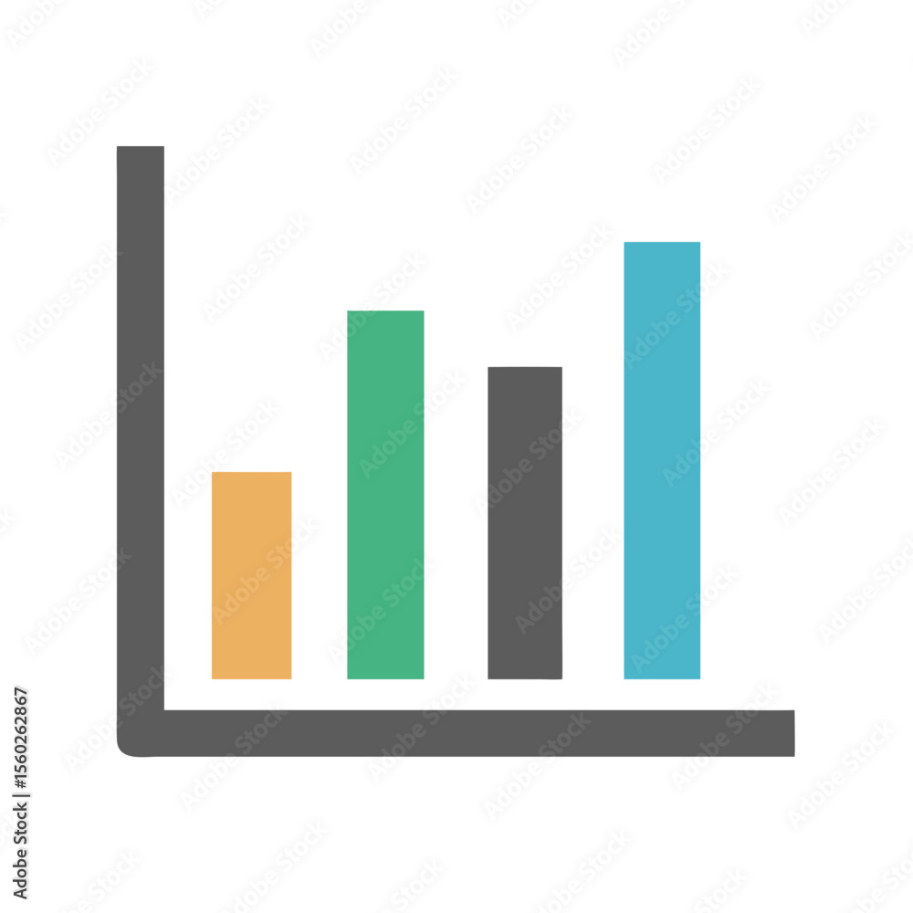 Aufkleber simple flat color bar chart diagram with four columns