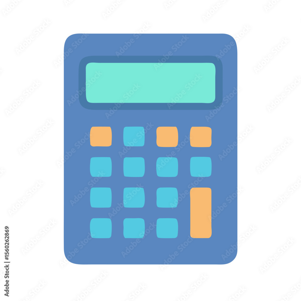 Poster flat design colorful calculator device for arithmetic calculation icon symbol