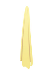 Cartoon bathroom element. Yellow color towel. Bath time in flat style vector illustration. Mockup for web design isolated on white background