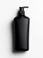 A matte black pump bottle,  clean and minimalist,  isolated on white