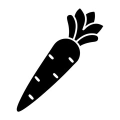 Black and White Carrot Icon, Vegetable Illustration