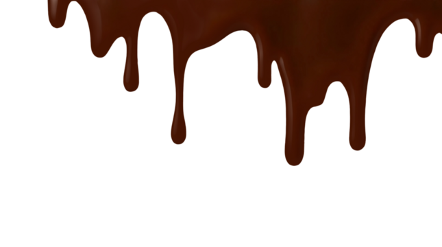 Melted chocolate dripping isolated on transparent background