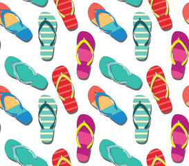 Colorful Flip Flop Pattern White Background